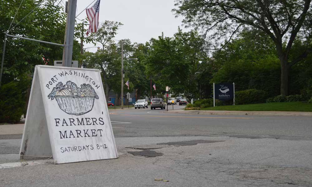 Port Washington farmers market sign