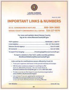 list of important links and phone numbers from Laura Curran
