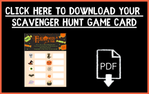 Scavenger hunt game card flyer