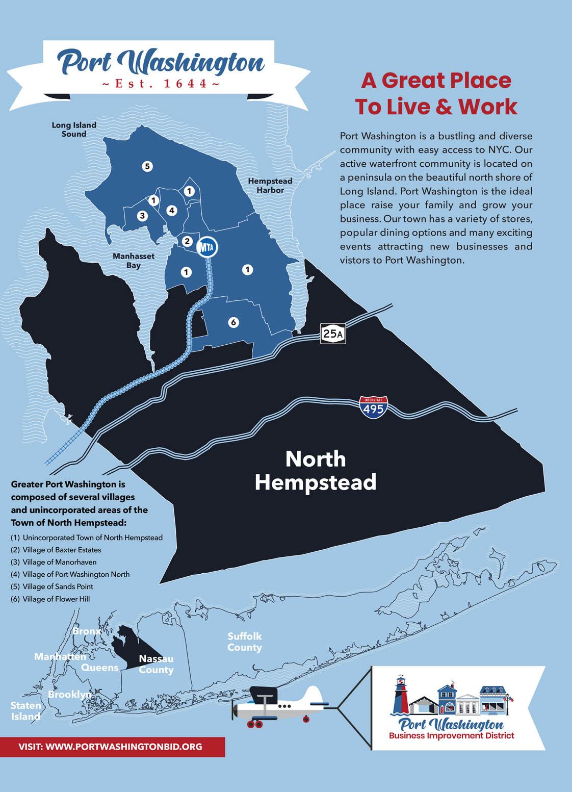 map of Port Washington North Business Improvement district