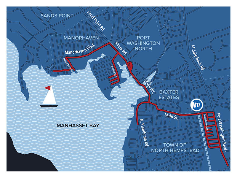 Port Washington business district map